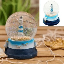 Große Schneekugel mit Leuchtturm-Motiv, Dekoratives Sammlerstück, ca. 9cm Durchmesser