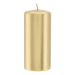 Große Stumpenkerze Gold Metallic, 15cm - Stilvolles Wohnaccessoire
