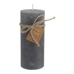 Große Stumpenkerze in Gefrostetem Anthrazit, L, 7x16cm - Stilvolles Ambiente