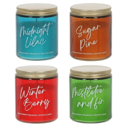 Große Winter-Duftkerze im Glas, 9cm Höhe, 4er Set