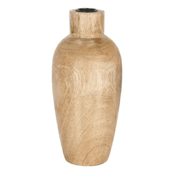 Großer Bauchiger Stabkerzenhalter aus Mangoholz, 21cm - Elegantes Dekor