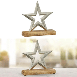 Großer Deko-Stern auf Standfuß, Elegantes Design, 21cm Hoch