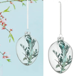 Großer Ei-Anhänger mit Trockenblumen, 10,5 cm Höhe