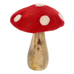 Großer Fliegenpilz aus Mangoholz, ca. 17cm - Dekorative Skulptur