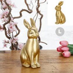 Großer Goldener Hase, Polyresin, 22cm Hoch, Dekorative Hasenfigur