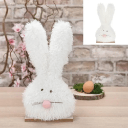 Großer Hase Skulptur auf Holzsockel, ca. 31cm Hoch - Stilvolle Raumdeko