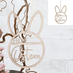 Großer Holzring 'Frohe Ostern', 20 cm Durchmesser - Stilvolle Osterdekoration