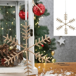 Großer Jute-Hänger in Schneeflockenform, 20 cm Durchmesser – Ideal für Weihnachtsdeko