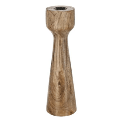 Großer Kegelförmiger Stabkerzenhalter aus Mangoholz, 25cm - Elegantes Dekor