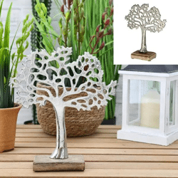 Großer Lebensbaum auf Standfuß, Silber, ca. 30 cm Höhe – Elegante Dekoration