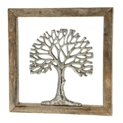 Großer Lebensbaum in edlem Holzrahmen, 30x30 cm