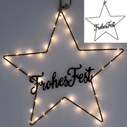 Großer LED Stern Frohes Fest zum Aufhängen, Durchmesser 40 cm