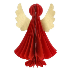 Großer Roter Honeycomb Engel zum Hängen - 25cm Hoch Dekofigur