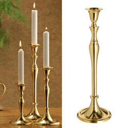 Großer Stabkerzenhalter in Gold - Elegantes Deko-Element, ca. 33cm Höhe