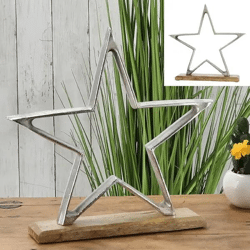 Großer Stern auf Fuß in Silber, Ca. 51cm Durchmesser - Auffälliges Dekoratives Herzstück!