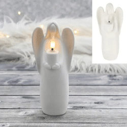 Großer Weißer LED-Engel, ca. 18cmH - Beleuchtete Dekoration für Festliche Akzente