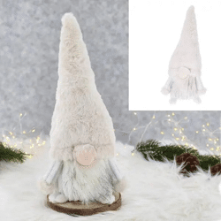 Großer Weißer Wichtel, 39cmH - Dekorative Figur für Garten oder Innenbereich