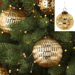 Großes Goldenes Christbaumkugel Ornament - Ca. 10cm Durchmesser, Festliche Weihnachtsdekoration