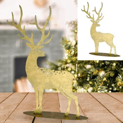 Großes Goldfarbenes Rentier, Stehend, 42x56 cm – Festliche Dekofigur