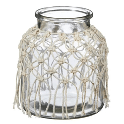 Großes Makramee Windlicht, Ca. 16cm Hoch – Bohemian Chic Beleuchtung