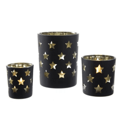 Großes Windlicht 'Kleine Sterne', Durchmesser Ca. 12 cm - Stimmungsvolle Beleuchtung
