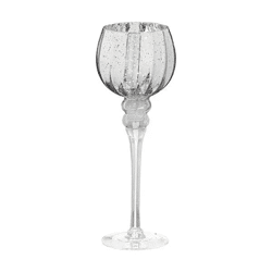 Großes Windlicht auf Fuß in Silber, Höhe ca. 30cm