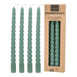 Grüne Gedrehte Stabkerzen, 4er Set, 20cm - Elegante Dekoration für jeden Anlass