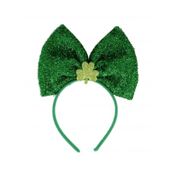 Grünes metallisches irisches Stirnband mit Kleeblatt und Shamrock-Muster