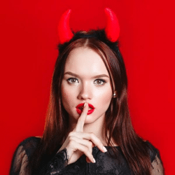 Headband with red plush devil horns