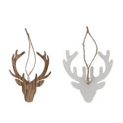 Hängende Hirschkopf-Deko, 4er-Set, Höhe ca. 8cm - Rustikale Wandverzierung