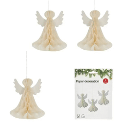 Hänger Engel Honeycomb, weiß, 3er Set – Weihnachtliche Dekoration, ca. 12cm hoch
