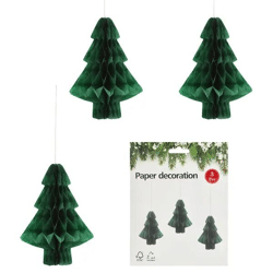 Hänger Tannenbaum Honeycomb, grün, 3er Set – Festliche Weihnachtsdekoration