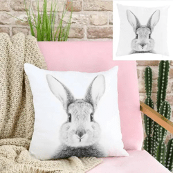 Häschen-Motiv Kissen, Ca. 40x40cm - Gemütliches und niedliches Wohnaccessoire!