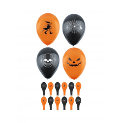 Halloween-Luftballons 23 cm mit Druck – 2 verschiedene Farben, Partydekoration