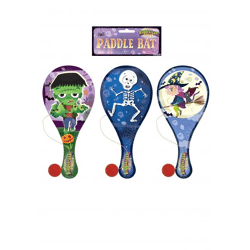 Halloween-Schläger mit Ball, Holz, 22 cm, 3 verschiedene Designs