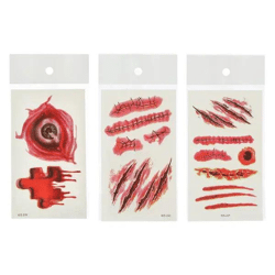 Halloween Tattoo-Set auf 3 Bögen 6cm x 10,5cm - Gruselige temporäre Körperkunst für Feiern
