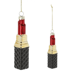 Handgefertigter Glas-Christbaumschmuck - Lippenstift, ca. 12cm Höhe, Festliche Weihnachtsdeko