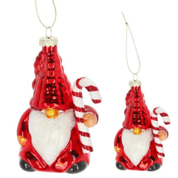 Handgefertigter Glas-Christbaumschmuck - Wichtel mit Zuckerstange, ca. 12cm Höhe, Festliche Weihnachtsdeko