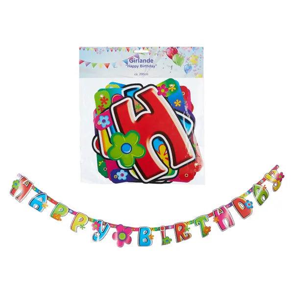 Happy Birthday Girlande, Bunte Partydekoration, Ca. 2 Meter Lang