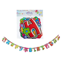 Happy Birthday Girlande, Bunte Partydekoration, Ca. 2 Meter Lang