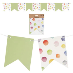 Happy Birthday Girlande mit bunten Punkten, Länge ca. 3m - Partydeko