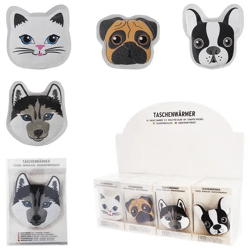 Haustier-Motiv Taschenheizkissen, 4er Set - Tragbare Wärmequelle