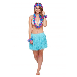 Hawaii-Set, 5-teilig in Blau – Partykostüm und Strandzubehör