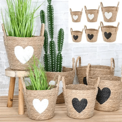 Herzförmige Cattail Pflanzkörbe, 3er Set - Natürliches Duo für stilvolle Dekoration!