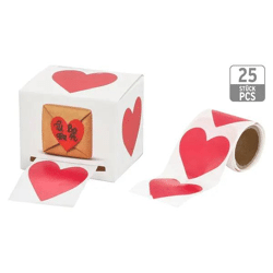Herzförmige Sticker Geschenkanhänger, 25er Rolle, Selbstklebend & Dekorativ - 100 Zeichen
