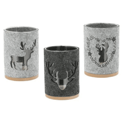 Hirsch-Windlichter, 3er-Set, Höhe ca. 14cm - Stimmungsvolle Weihnachtsdeko
