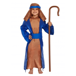 Hirtenkostüm für Kinder in Blau, klein (4–6 Jahre) – Krippenspiel-Verkleidung