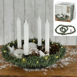 Hochwertige LED Tannengirlande mit 20 warmweißen Lichtern, 190cm lang, festliche Weihnachtsdeko