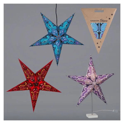 Hochwertige Papierstern-Trio, Bunt, 3 pro Set, Ca. 60cm Durchmesser - Farbenfrohe Dekoration für festliche Stimmung