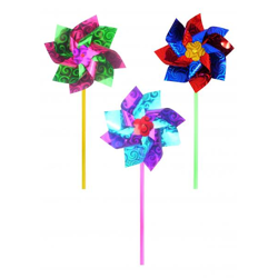 Holografische Mühle 15 cm – sortierte Farben, glänzende reflektierende Mühle